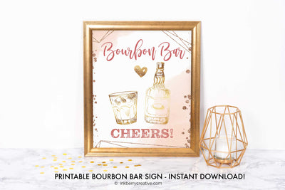 Bubbles and Bourbon Shower - Bourbon Bar Menu Sign - Whiskey Bourbon Bar Menu Sign - Printable Digital File