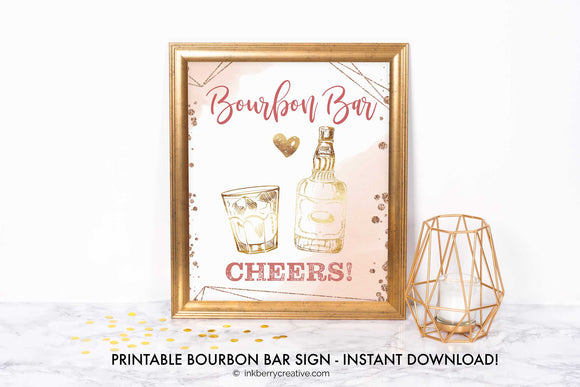 Bubbles and Bourbon Shower - Bourbon Bar Menu Sign - Whiskey Bourbon Bar Menu Sign - Printable Digital File