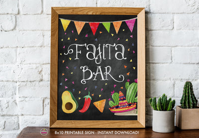 Taco Bout Love Bridal Shower - Fajita Bar - Chalkboard Style - Printable Sign - 8x10