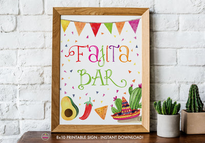 Taco Bout Love Bridal Shower - Fajita Bar - Printable Sign - 8x10