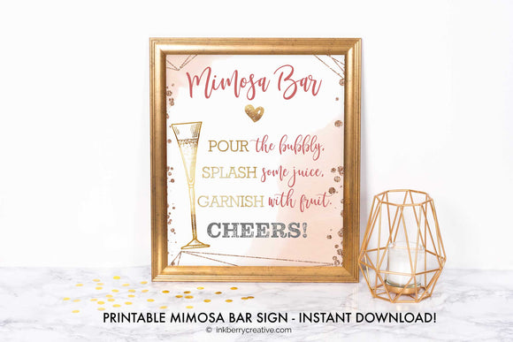 Bubbles and Brews Shower - Mimosa Bar Menu Sign - Bubbly Bar Menu Sign - Printable, Digital File