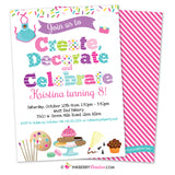 Create, Decorate, Celebrate - Cupcake and Cookie Decorating Birthday Party Invitation