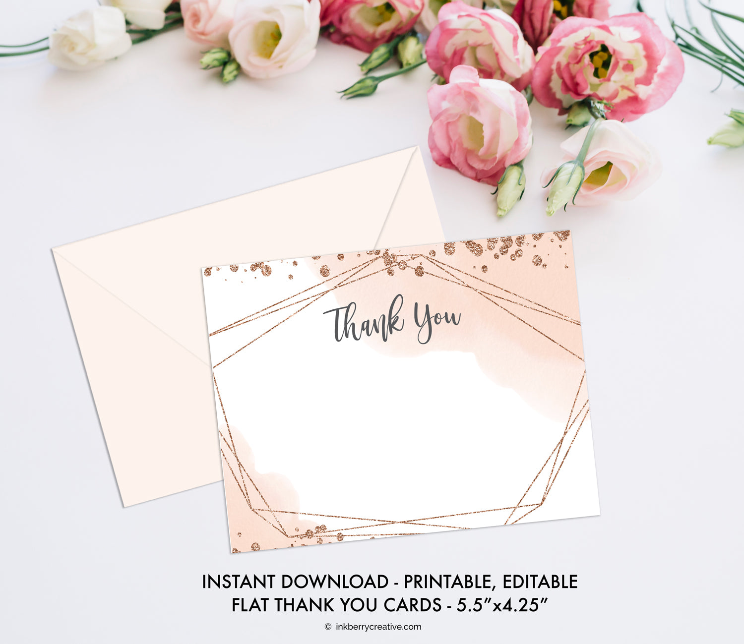 Bubbles and Brews Shower - Thank You Note Card - Flat A2 - Printable, Editable