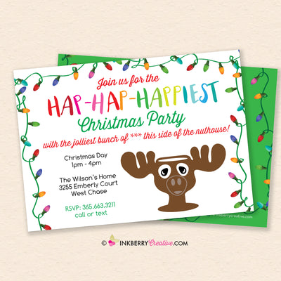 Hap Hap Happiest Christmas Party, Christmas Vacation Theme, Cousin Eddie Moose Cup Party Invitation - Digital Printable Editable PDF File