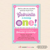 Cute as a Button First 1st Birthday Party Invitation - Printable, Instant Download, Editable, PDF