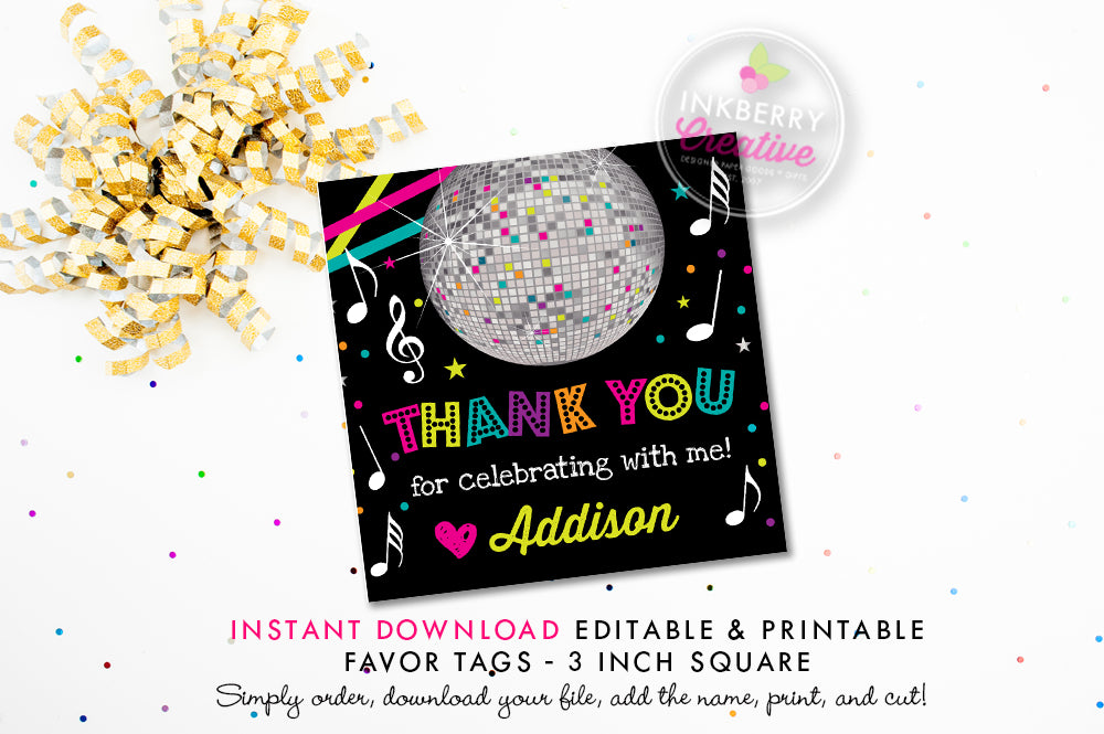 Neon Dance Birthday Party - DIY Printable Party Pack - inkberrycards
