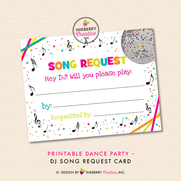 Neon Dance Birthday Party - DIY Printable Party Pack - inkberrycards