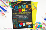 Game On - Arcade Games and Pizza Birthday Party Invitation - Printable, Instant Download, Editable, PDF