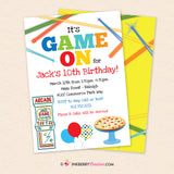 Game On - Arcade Games and Pizza Birthday Party Invitation - Printable, Instant Download, Editable, PDF