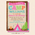 Camping Party Invitation - Backyard, Outdoor, Birthday, Girls Camping Party - Printable, Instant Download, Editable, PDF - inkberrycards