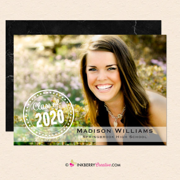 White Stamp Overlay Graduation Invitation or Announcement