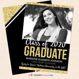 Gold Glitter Graduation Invitation or Announcement
