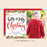 Holly Jolly Christmas Script - Christmas Photo Card - inkberrycards