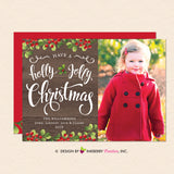 Holly Jolly Christmas Script - Christmas Photo Card - inkberrycards