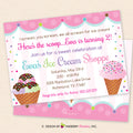 Ice Cream Shoppe Birthday Party Invitation - Sprinkles, Sundae, Ice Cream Party Invite