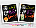 Kids Halloween Party - Eat Drink and Be Scary Printable Halloween Sign - 8x10 - Instant Download PDF File