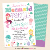 Mermaid Birthday Party Invitation, Under the Sea, Ocean, Beach Theme, Printable, Instant Download, Editable, PDF