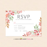 Beautiful Blooms - Watercolor Painted Floral Printable Wedding RSVP Card - Custom Design, Printable File, We Personalize, Edit - You Print - inkberrycards