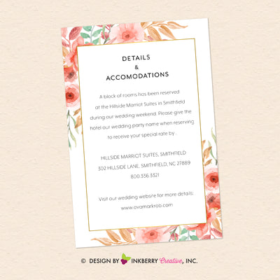 Beautiful Blooms - Watercolor Painted Floral Printable Wedding Invitation Insert Card - Custom Design, Printable File, We Personalize, Edit - You Print - inkberrycards