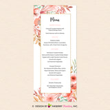Beautiful Blooms - Watercolor Painted Floral Printable Menu Card - Custom Design, Printable File, We Personalize, Edit - You Print - inkberrycards