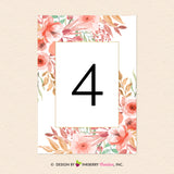 Beautiful Blooms - Watercolor Painted Floral Printable Wedding Table Number Cards - Instant Download, Editable PDF - Edit with Adobe Reader - inkberrycards