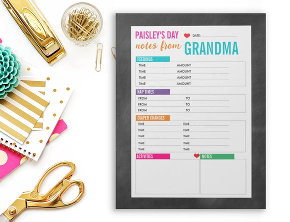 Baby's Day - Personalized Babysitter Notepad