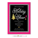 Glam Holiday Cheer Christmas Party Invitation (Pink, Black and Gold) - inkberrycards