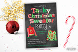 Tacky Christmas Sweater Party Invitation, Ugly Christmas Sweater Party Chalkboard Holiday Invite, Printable, Instant Download, Editable, PDF