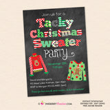 Tacky Christmas Sweater Party Invitation, Ugly Christmas Sweater Party Chalkboard Holiday Invite, Printable, Instant Download, Editable, PDF