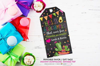 Taco Bout Love Bridal Shower - Holy Guacamole Favor Gift Tag - Chalkboard Style - Printable, Editable
