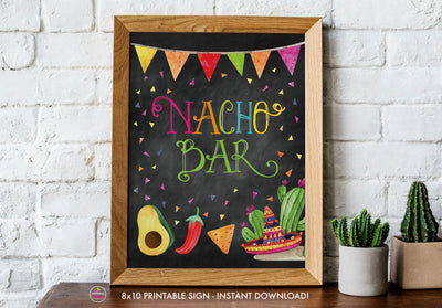 Taco Bout Love Bridal Shower - Nacho Bar - Chalkboard Style - Printable Sign - 8x10