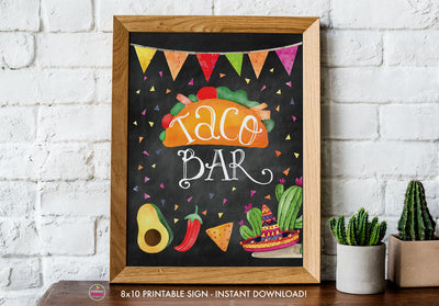 Taco Bout Love Bridal Shower - Taco Bar - Chalkboard Style - Printable Sign - 8x10