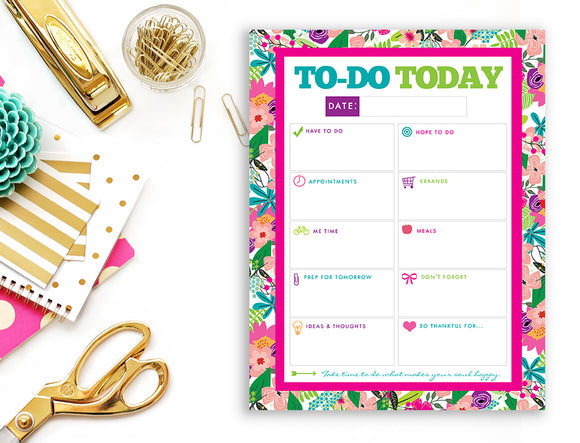 To Do List Notepad - Daily Planner Notepad - Summer Wildflower