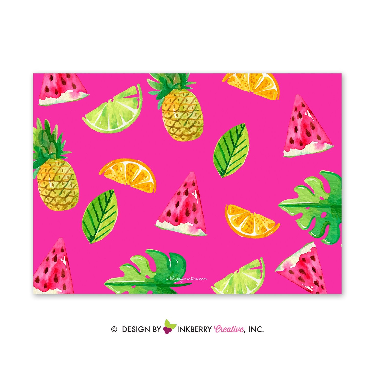 Tutti Frutti Birthday Invitation, Two-ty Fruity, Two-tti Frutti, Fruit Party Invitation - 2nd Birthday, Watermelon, Pineapple, Oranges, Lime - inkberrycards