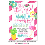 Let's Flamingle Flamingo Birthday Party Invitation - Watercolor Style - inkberrycards