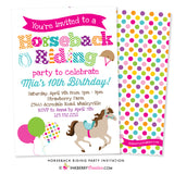 Horseback Riding Birthday Party Invitation (White) - inkberrycards