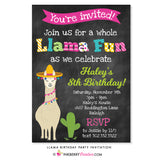 Llama Birthday Party Invitation - Chalkboard Style - inkberrycards