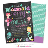 Mermaid Party Invitation - Chalkboard Style - inkberrycards