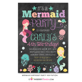 Mermaid Party Invitation - Chalkboard Style - inkberrycards