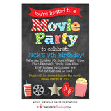 Movie Birthday Party Invitation - Chalkboard Style - inkberrycards