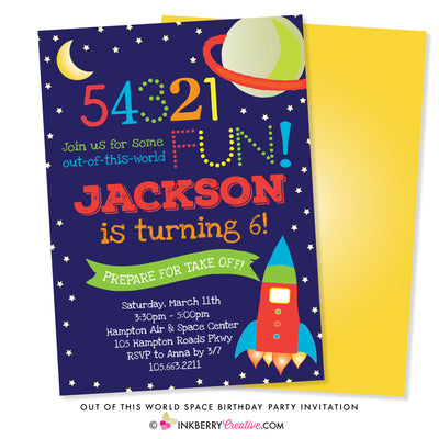 Outer Space Birthday Party Invitation - inkberrycards