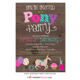 Pony Birthday Party Invitation (Wood) - inkberrycards