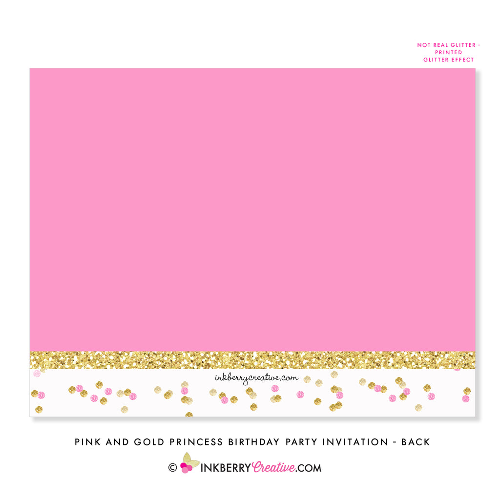 Pink and Gold Princess Birthday Party Invitation (Photo) - inkberrycards