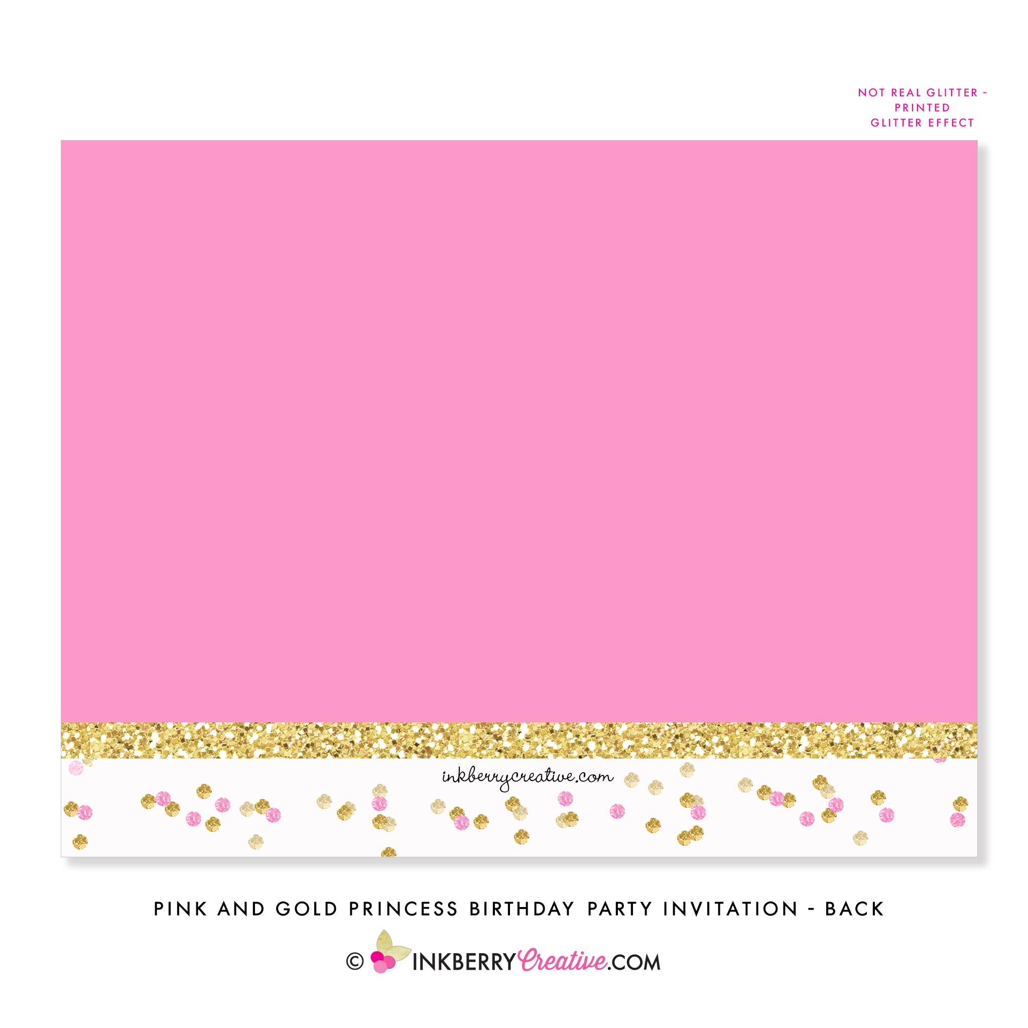 Pink and Gold Princess Birthday Party Invitation (Photo) - inkberrycards