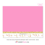 Pink and Gold Princess Birthday Party Invitation (Photo) - inkberrycards