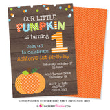 Little Pumpkin Boy First Birthday Party Invitation (Wood) - inkberrycards
