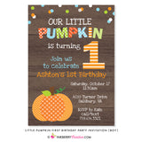 Little Pumpkin Boy First Birthday Party Invitation (Wood) - inkberrycards
