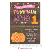 Little Pumpkin Girl First Birthday Party Invitation (Wood) - inkberrycards