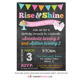 Rise and Shine Pancakes and Pajamas Party Chalkboard Style Invitation - inkberrycards