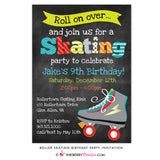 Roller Skating Birthday Party Invitation - Boys Skating Party - inkberrycards
